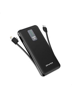 Buy Awei P11K Wired Power Bank Built-in Charging Cables, 10000 mAh - Black in Egypt