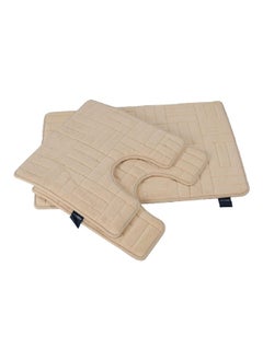 Buy 3-Piece Super Absorbent High Quality Polyester Bath Mat Set Beige 80 x 50 x 4 cm CN BM3PCMFO in Saudi Arabia