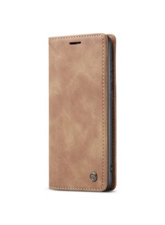 Buy CaseMe Samsung Galaxy S21FE Case Wallet, for Samsung Galaxy S21FE Wallet Case Book Folding Flip Folio Case with Magnetic Kickstand Card Slots Protective Cover - Brown in Egypt