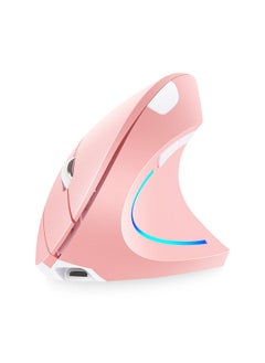 Buy 2.4G Wireless Vertical Mouse Rechargeable Upright Ergonomic Mouse 3 Adjustable DPI Levels RGB Flowing Light Plug N Play Pink in Saudi Arabia