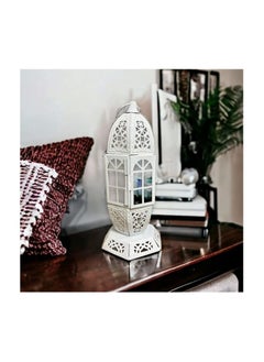 Buy Ramadan Lantern Metal Candelabra 12" Color - White Decorative Islamic Style - Unique Design Decorative Beautiful Look in Egypt