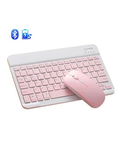 Buy Wireless Keyboard and Mouse Combo Bluetooth Keyboard Mouse Set with Rechargeable Battery Pink in UAE
