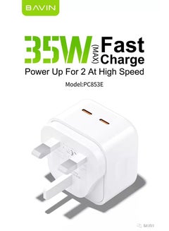 Buy 35W Type-C Power Adapter Double PD Fast Charger, Dual USB C Port Fast Wall Charger for iPhone14 Pro Max/14 Pro/iPhone13/Samsung/iPad/Speaker/AirPods in UAE