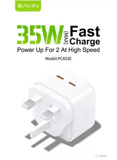 Buy 35W Type-C Power Adapter Double PD Fast Charger, Dual USB C Port Fast Wall Charger for iPhone14 Pro Max/14 Pro/iPhone13/Samsung/iPad/Speaker/AirPods in UAE