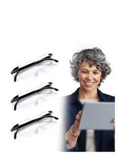 Buy 3 Pieces Big Vision Magnifying Glasses 160 Times Clear Magnifying Eyewear Reading Glasses Hands Free Magnifying Eyeglasses for Reading, Crafts, Jewellers, Hobbies and Close Work (Black) in UAE