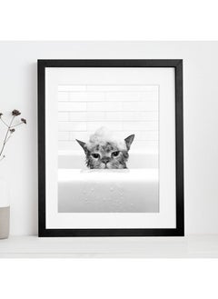 اشتري Cat In Tub Bathroom Poster With Frame 50x40 cm في الامارات