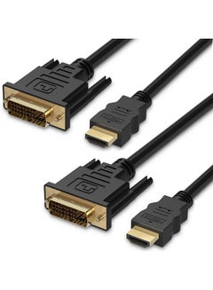 Buy Hdmi To Dvi Cable 24+1 (6Ft 2Pack) Full 1080P Bi Directional Gold Plated Adapter High Speed Hdmi Male To Dvi D Male Compatible With Hdtv Apple Tv Ps4 Ps5 Xbox One X S 360 Nintendo Switch in UAE