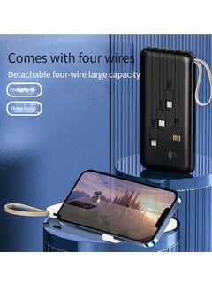 Buy Mini smart digital display charging treasure comes with a line super large capacity 10000 mAh fast charging outdoor with lighting mobile power black in Saudi Arabia