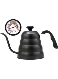 اشتري Pour over Kettle with Thermometer 1200ml Stainless Steel for Tea Coffee Gooseneck Thin Spout Pot Works on Stovetop في السعودية