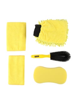 Buy 5 Piece Car Cleaning Set- EPS1258| Powerful and High-Quality Microfiber Cleaning Set for Easy and Efficient Cleaning| Includes a Sponge, Wheel Brush, Mitt, Cleaning Cloth, Perfect for Cleaning in UAE