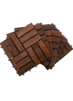 اشتري Pack of 5 Wooden Decking Tiles Hardwood Flooring Deck Patio Flooring Decking Outdoor Interlocking Wood Tiles في الامارات