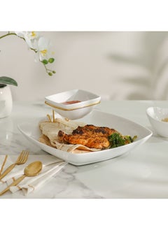 اشتري Pristine 2-Piece Ceramic Serving Bowl With Stand White,Gold 33.5X33.5X6CM في الامارات