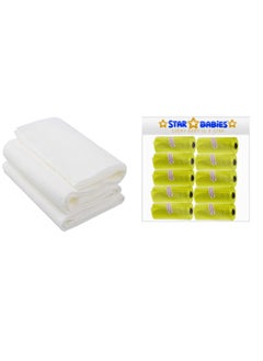 اشتري Combo Pack Scented Bag Pack Of 10 With Dispsoable Towel Pack Of 3   Yellow في الامارات