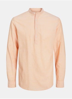 Buy Mandarin Collar Half Placket Shirt with Long Sleeves in Saudi Arabia