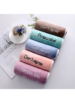 Buy Microfibre Face Towel Set, 5 Packs Super Soft Quick Drying Microfibre Towels, Hanging and Special Embroidery Design Highly Absorbent 35x75cm in Egypt