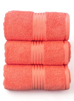 Buy Fluffy Bath Towel Set - Fast Absorbent and Quick Dry Bath Towels Pack of 3 Peach in Saudi Arabia