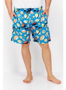 Buy Men Allover Print Drawstring Board Short, Blue Combo in UAE