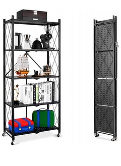 Buy 5-Tier Kitchen Standing Shelf Foldable Metal Shelving Units Multipurpose Rack for Living Room Bedroom Kitchen No Assemble Needed in UAE