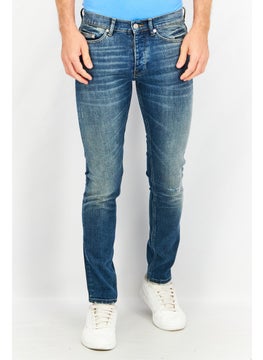 Buy Men Slim Fit Dark Wash Stretchable Denim, Blue in Saudi Arabia