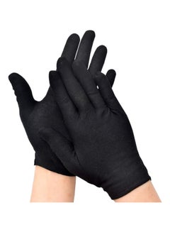 اشتري 6 Pairs Black Cotton Gloves Work Gloves Coin Gloves Jewelry Inspection Gloves for Women Men, One Size في الامارات