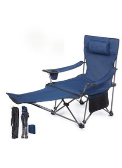 اشتري Folding Beach Chair Extended Camping Chair with Adult Carrying Case, Lightweight High Back Outdoor Camping Beach Travel Picnic Chair (blue) في السعودية