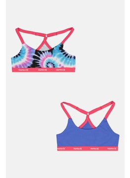 Buy Kids Girl 2 Pack Tie Dye Print Bralettes, Blue/Purple Combo in UAE