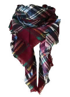 Buy Wander Agio Womens Warm Scarf Triangle Shawls Large Scarves Stripe Plaid Fichu Big New Purplish Red 24 in UAE