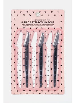 Buy 6 Piece Eyebrow Razors, Black/White in UAE