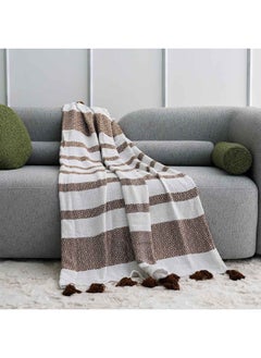 Buy AW23 Takisha Woven Cotton Tassels Throw 127x154 Cm Brown in UAE