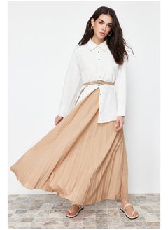 Buy Beige Pleated Knitted Skirt TCTSS24EE00005 in Egypt