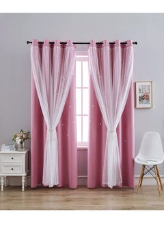 Buy Blackout Curtains, Decorative Thread Foil Blackout Curtains, Thermal Insulated Room Darkening Curtains for Bedroom Living Room in UAE