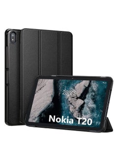 Buy Flip Protective Stand Trifold Cover Case For Nokia T20 Tablet Black in UAE