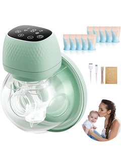 Buy Wearable Breast Pump - 3 Modes & 9 Levels Touch Screen, Portable Electric Breast Pump, Wireless Pump,  Low Noise &Painless Breastfeeding,  Green in UAE