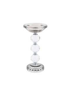 Buy Crystal Pillar Candle Holder 10x10x19.5cm- Smoked Grey in UAE