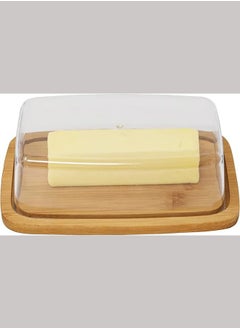 Buy Bamboo Butter Dish With Dome Lid, Covered Butter Holder for Countertop, Airtight Butter Container With Cover, Butter Keeper Storage, Dishwasher Safe in Saudi Arabia