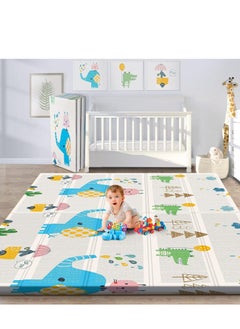 اشتري Reversible Baby Play Mat, Waterproof Foldable Playmat Infants Non Slip Gym Mat, Toddlers Portable Extra Large Thick Foam Crawling Mat with Travel Bag, BPA Free, Size 180*200*1.5cm/79x71x0.6 inch في السعودية