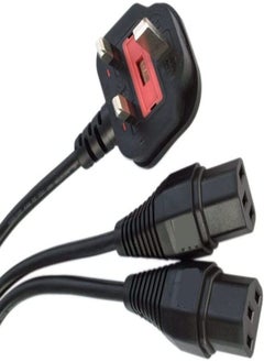 Buy Desktop Power Cord UK Plug to 2 x C13 IEC Dual Kettle Lead Splitter Cable 13A - 2.5M [2.5 meters] in UAE