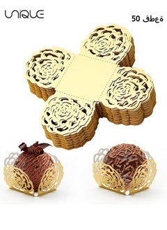 Buy 50pcs Truffle Wrappers Chocolate Candy Cups,Chocolate Paper Candy Cups Baking Cups Truffle Wrappers Liners Cups for Shower Birthday Wedding Party (Gold) in UAE