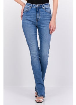 اشتري Women Washed Slim Fit High Rise Stretchable Jeans, Indigo Blue في الامارات