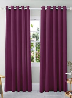 Buy Amali 2 Blackout curtains for living room Decor or bedroom window, noise reduction and light blocking with 16 Grommets in 2 panels long 274cm and 127cm in width Rosewood in UAE