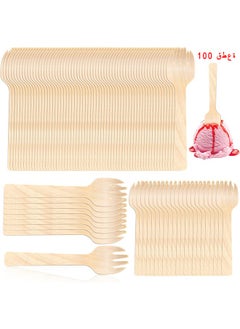 Buy Wooden Forks Disposable, 100Pieces Mini Forks Small Forks Bulk Appetizer Compostable Forks, Wear Resistant, Cutlery Mini Utensils Cake Fork For Carnival Birthday Party Picnic Party Supplies in Saudi Arabia