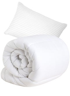 Buy Single Size Premium Quality Duvet Insert Cotton White 160 X 220Cm With 1 Piece Pillow in UAE