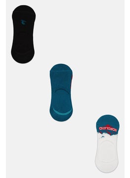 اشتري Men 3 Pair Invisible Socks, Teal/White/Black في الامارات