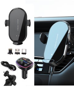 Buy Wireless car charger, fast charge, automatic clamping mobile phone holder, air outlet holder suitable for iPhone11-15, Android, Type-c mobile phones, etc. (equipped with car Bluetooth socket) in Saudi Arabia