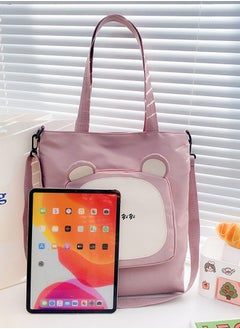 Buy Nylon Cartoon Front Pocket Shoulder Bag Water Resistant Anti-theft Zipper School Tote Bag For Primary Middle High Students Pink in UAE