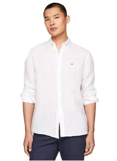 اشتري Men's Pigment Dyed Linen Regular Fit Shirt -  Pure linen, White في الامارات