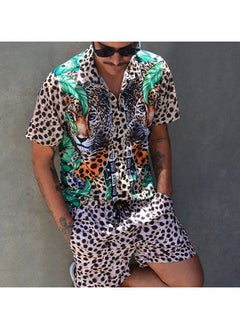 Buy Men's Shirt Casual Loose Shorts Beach Suit in Saudi Arabia