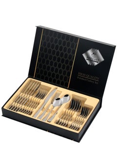 Buy 24-Piece Stainless Steel Cutlery Spoon,Fork And Knife Set Silver in Saudi Arabia