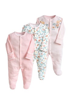 Buy Three-Piece Cotton-Footed Baby Crawling Suit Bodysuit in Saudi Arabia