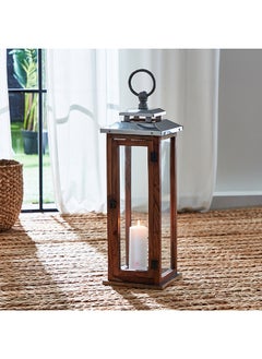 Buy Natural Wood Lantern 20.3 x 65.5 x 20.3 cm in UAE